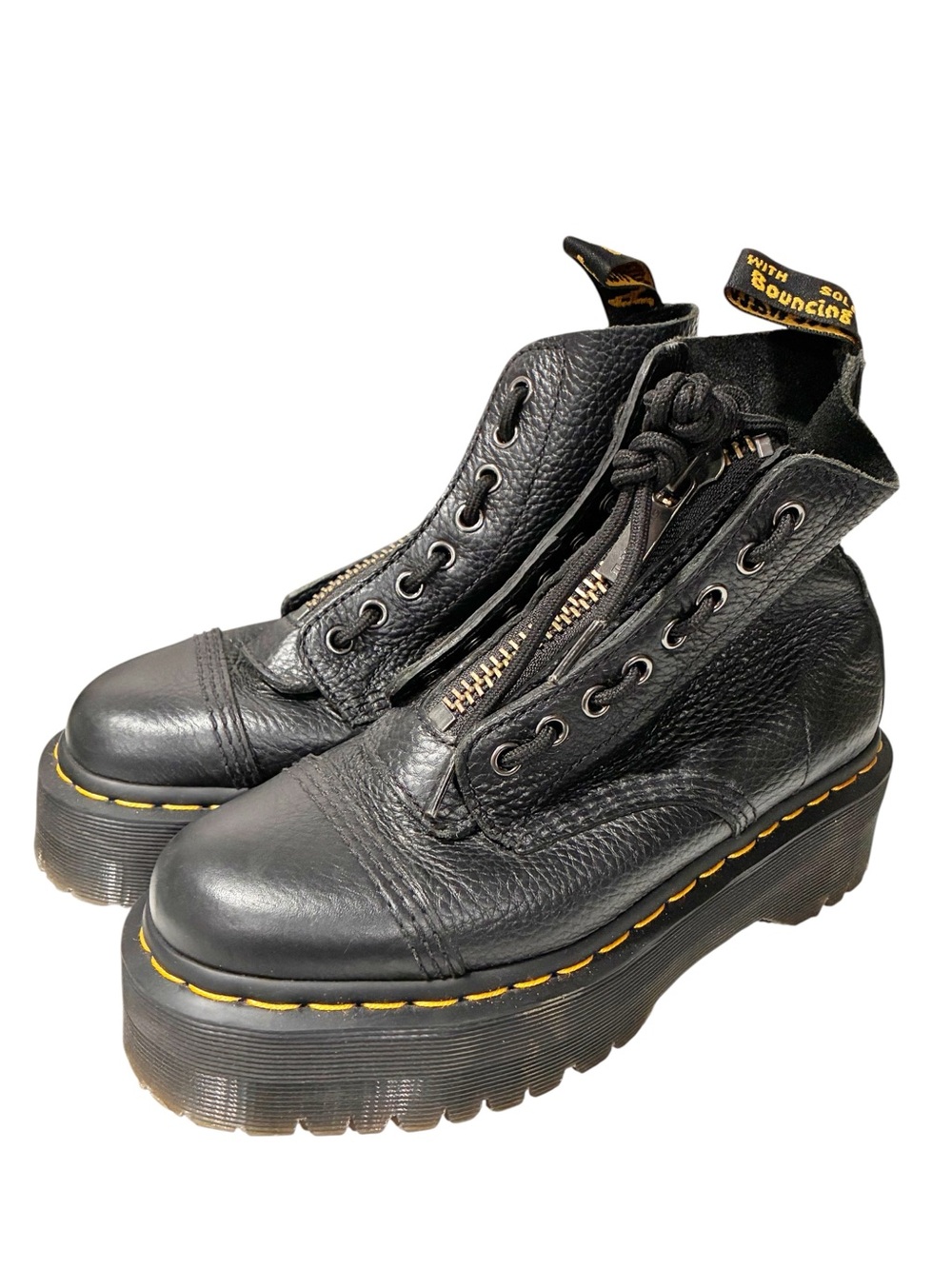 Dr Martens Sinclair Platform Bootie Black Leather Lace Up Zipper Size 6